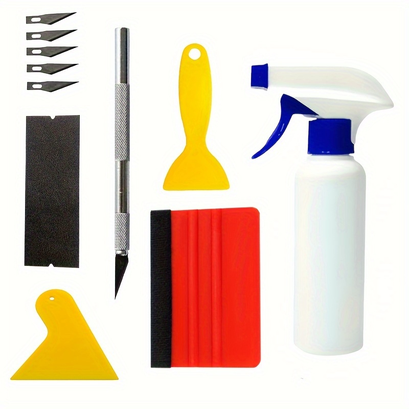 

11pcs Professional Window Tinting Kit With Vinyl Squeegees, Safety Knife, Plastic Spray Bottle, Film Scrapers & Blades For Car Glass Protective Film Installation