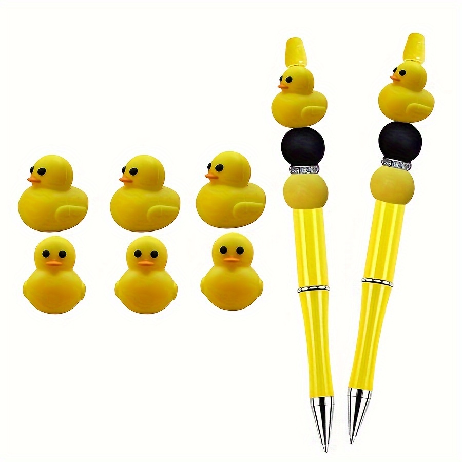 

6pcs Cute Yellow Duck Silicone Beads - 3d Cartoon Animal Charms For Diy Jewelry, Keychains, Bracelets & Necklaces Crafting