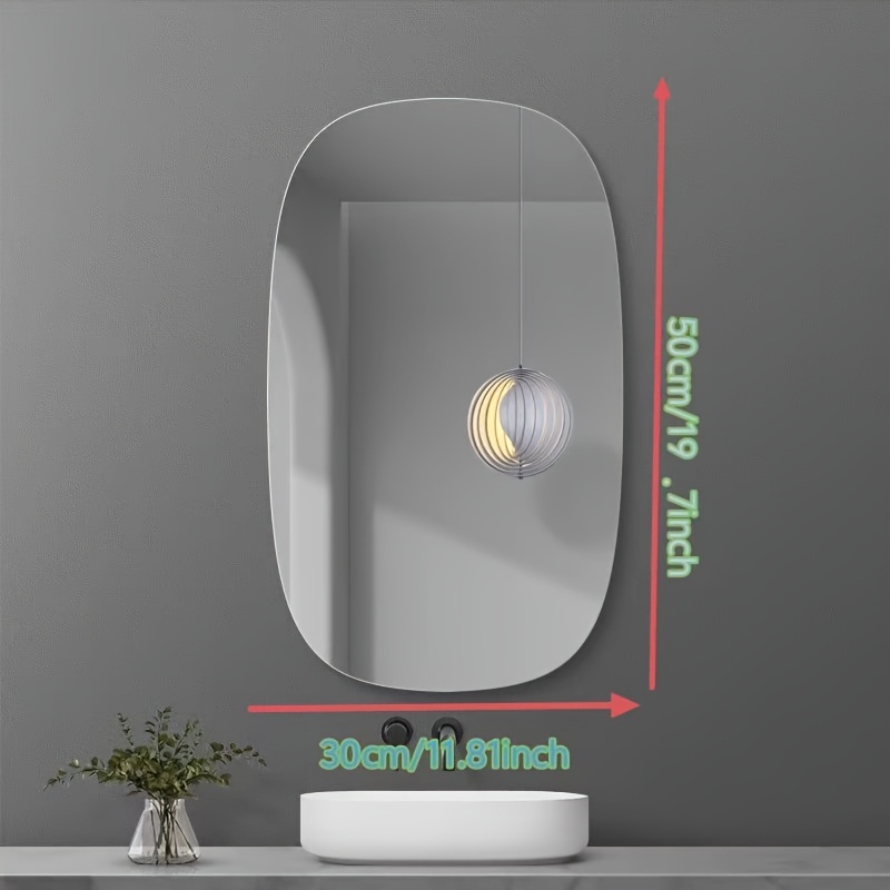 1pc - Shower Mirrors - Rectangular Large Round Corner Design ~ Home Daily High Definition Mirror - Acrylic Perfectly Designed Mirror - Holiday Scene Decorative Mirror - Long Rectangle Bathing Mirror - Bathroom Mirror - Romantic Wedding Venue Decoration Mirror - Frameless HD Mirror - RV Interior Layout Mirror - Self-Adhesive Wall Mirror - Dressing Mirror - Modern Home Decor Mirror - Easy Installation - Removable Protective Film