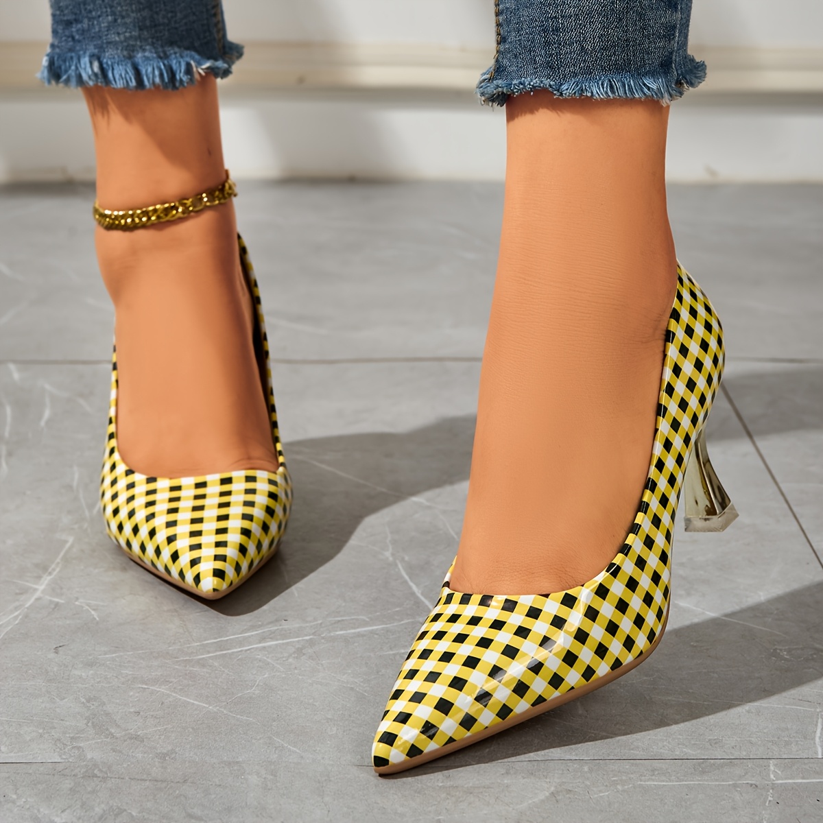 women's elegant polka dot pointed toe high heels Temu Mexico