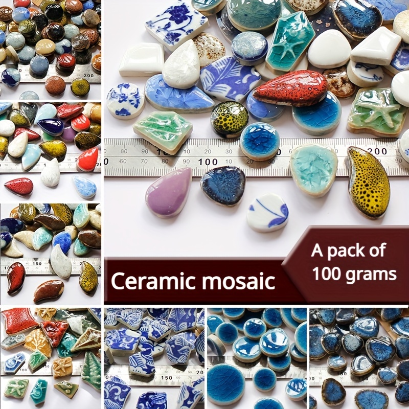 

100g Mixed Ceramic Mosaic Tiles, Assorted Irregular Shaped Pieces For Diy Crafts, Jewelry Making, Wall Art Decor, Stone Material, Diy Handmade Materials