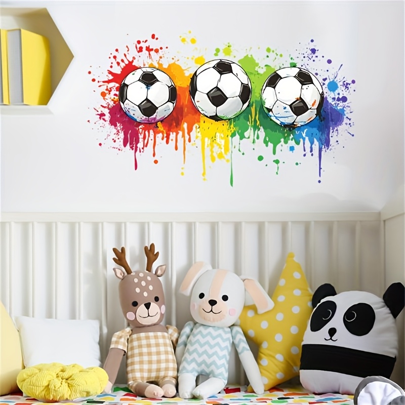 Image of Creative Splatter Paint Football Wall Stickers With Colorful Abstract Designs Instantly Home Decor. Are Easy To Apply And Remove, To Styles, A Unique Wall Landscape!