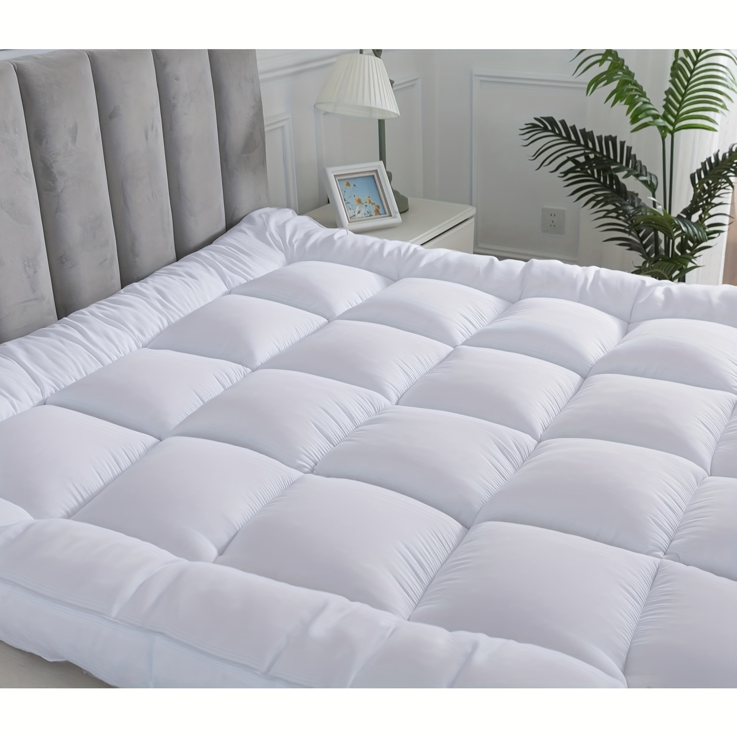 Super Soft 4Inch/ 10 Cm Deep Fill Mattress Topper Luxury Quilted Bed Pad With Elastic Corners Breathable, Durable, Machine Washable, Ideal For Single, Double, King Super King Beds For All Season Comfort
