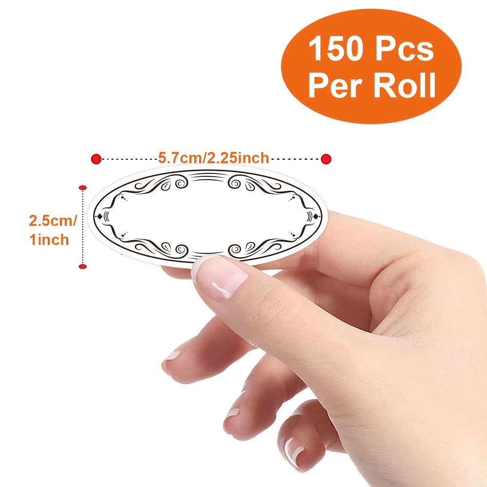150/250/350pcs 1x2.25in Oval White Labels For Food Classification, Jar Labels, Classification Marking Management Stickers