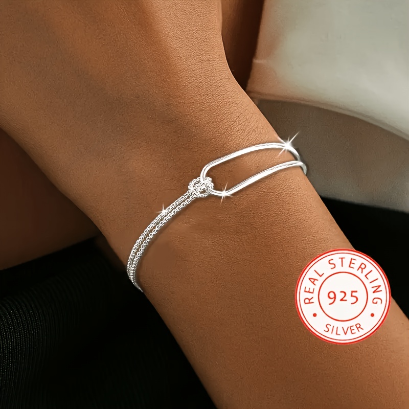 

And New Sterling Silvery Minimalist Geometric Patchwork Bracelet - Simple And , S925 Hypoallergenic Women's Jewelry - Suitable For , Gift , Suitable For All , Best For Birthdays And Christmas Gifts