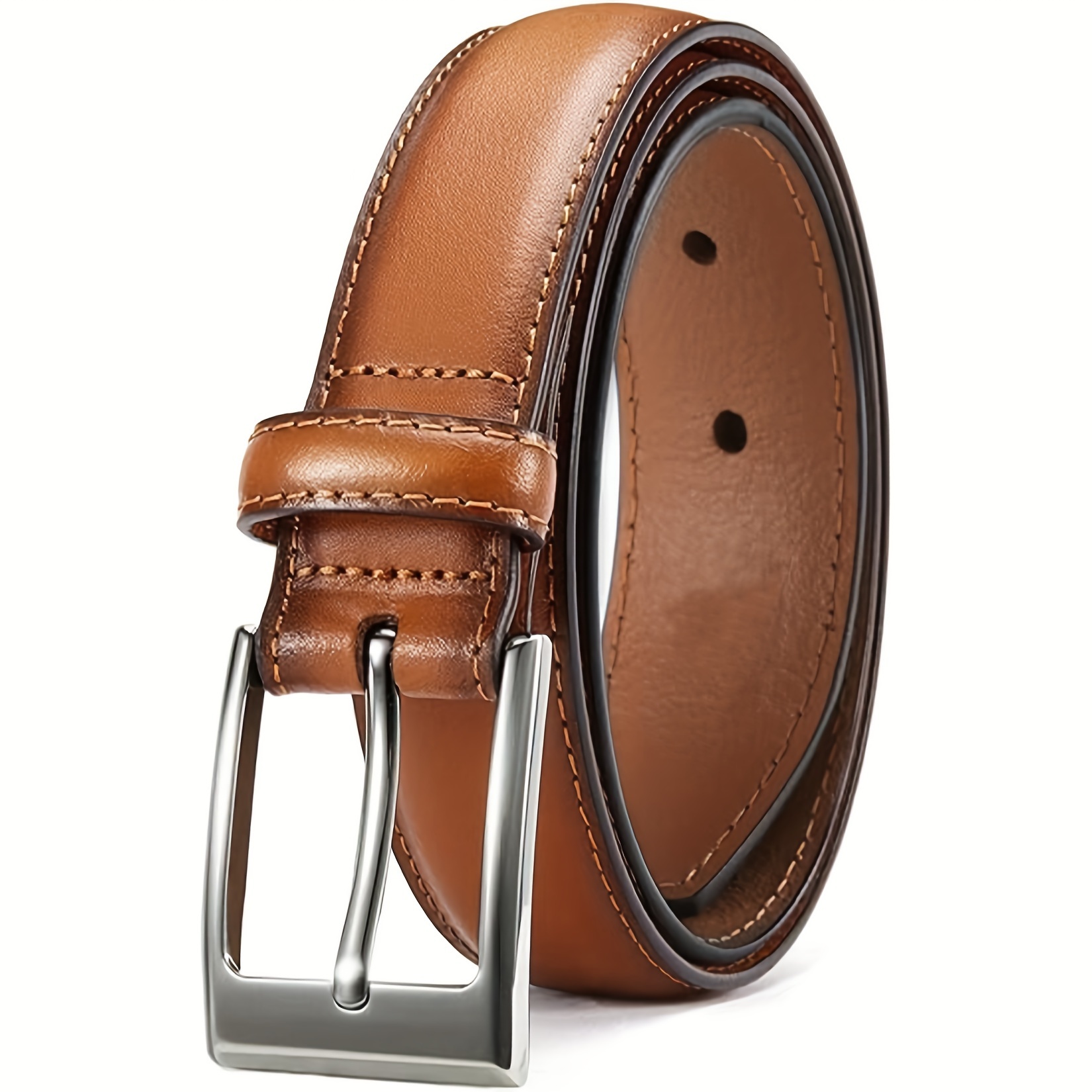 mens genuine leather jeans belts classic work business dress belt with prong for men 30 waist 28 t01 tan 0