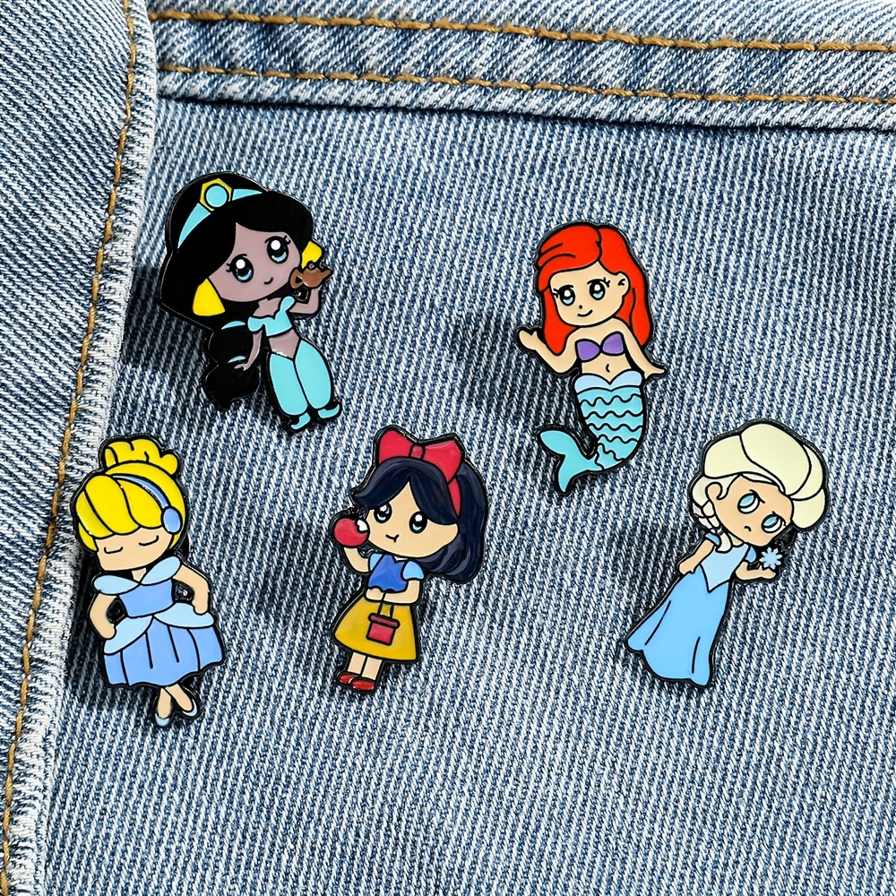 

Set Of 5 Adorable Princess Brooches Featuring Of And , Enamel Pins For Backpacks, Clothing, And Jewelry, Metal Badges, Gifts