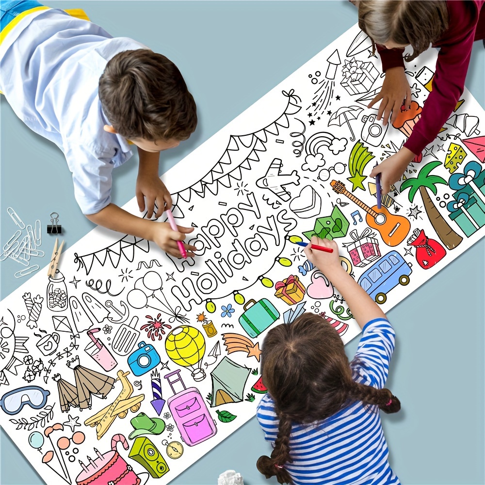 Coloring Poster Happy Holiday Coloring Wall Marker Crayon - Temu