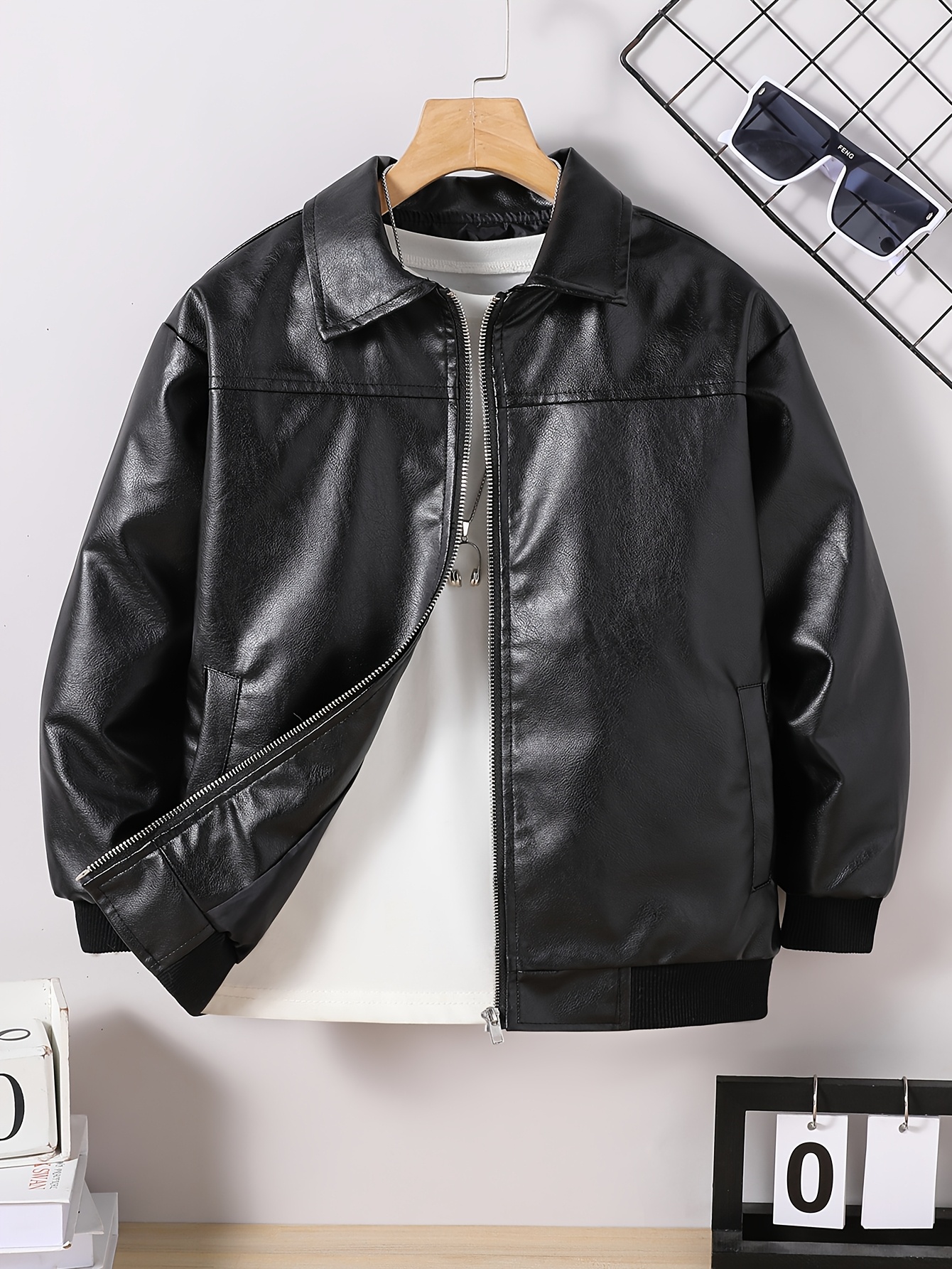 boys spring autumn cool leather jacket new style - Temu Oman