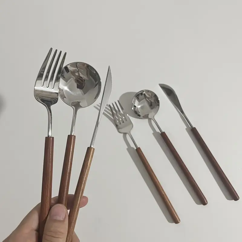 6pcs 304 stainless steel western cutlery high quality knife fork and spoon set suitable for home festive parties and hotels Product details 1