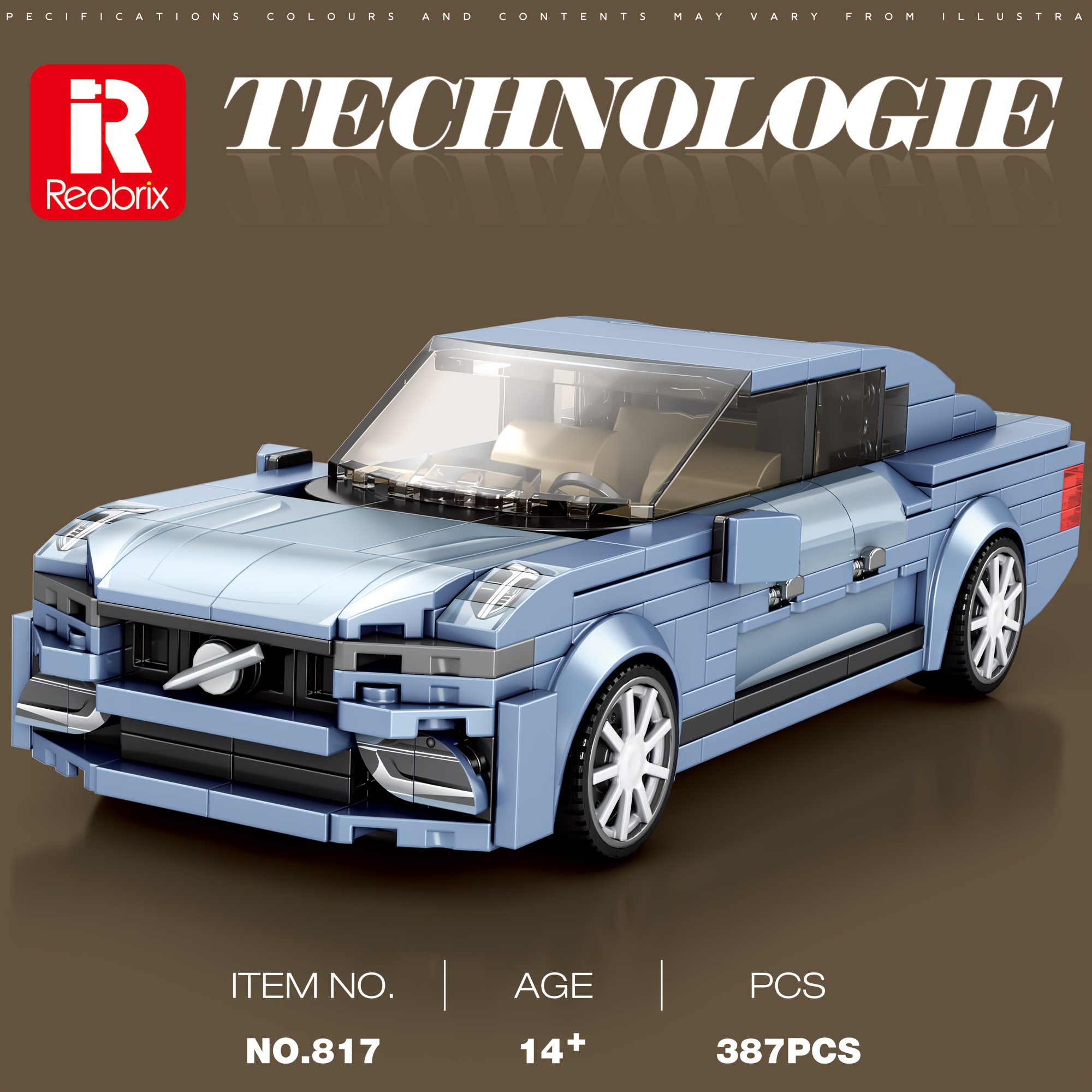 

Reobrix Technologie 817 Set - 387pcs Car Kit, Stackable Plastic , Diy 's Display, Educational Toy 14+