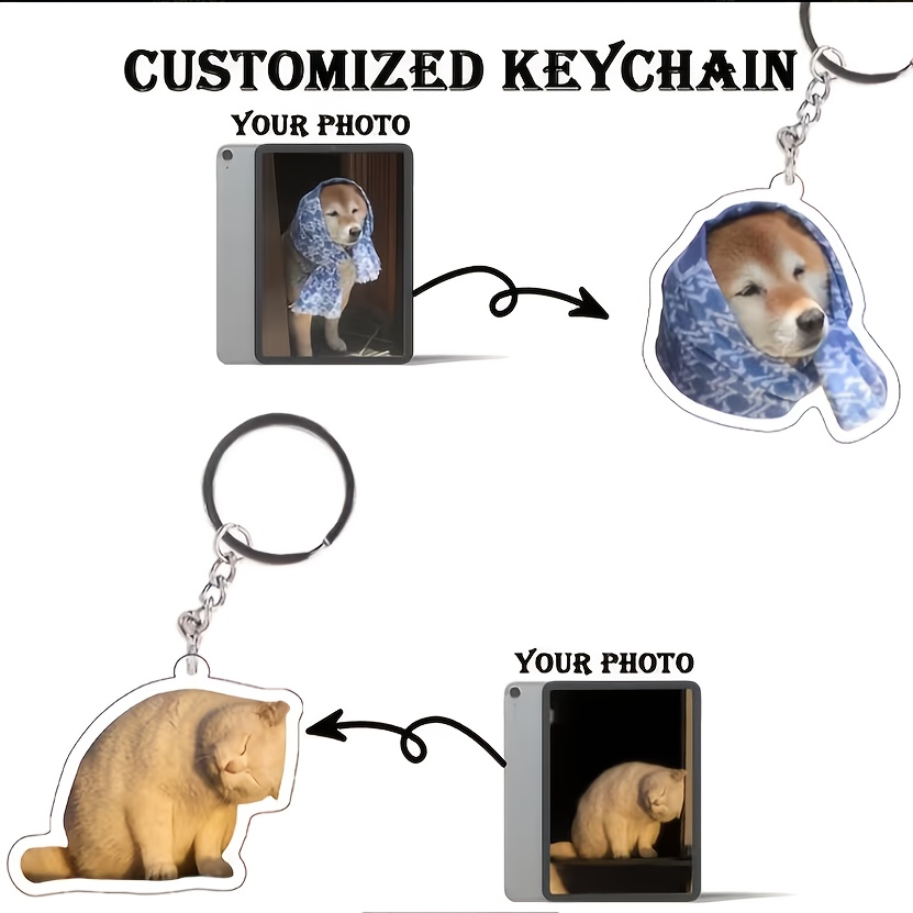 TEMU 1pc Custom Pet Photo Keychain - Unique Memorial Gift For Dog Lovers, Keepsake, Gift For Pet - Personalized Photo Gift For Pet Loss, Present For
