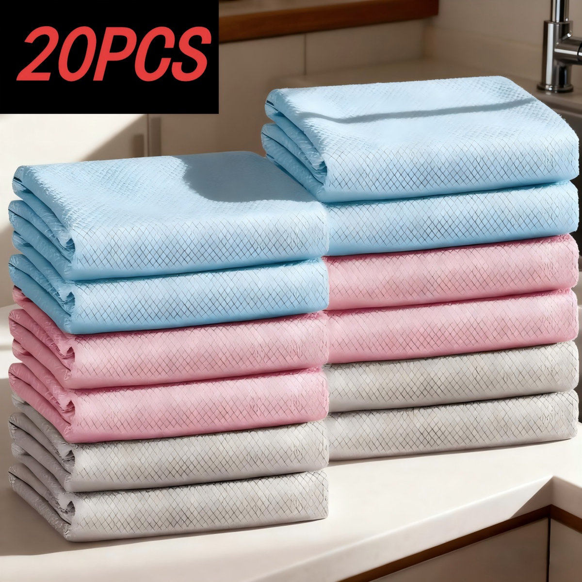 TEMU 5/10/20pcs Magic Microfiber Cleaning Cloths Easy Clean , Fish Scale Window Mirror Glass Car Stainless Steel Cleaning, Lint Free Dish Cloth Wine