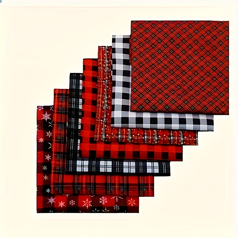 TEMU 7 pièces, tissu à carreaux de neige, Carrés de quart pré-coupés, avec un design à carreaux et une combinaison parfaite de de neige, Matériaux de