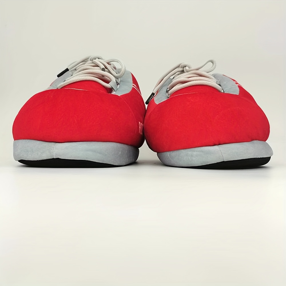 mens cozy winter   slippers oversized red gray sneaker   indoor   shoes with rubber   size 43 46   casual wear indoor slippers