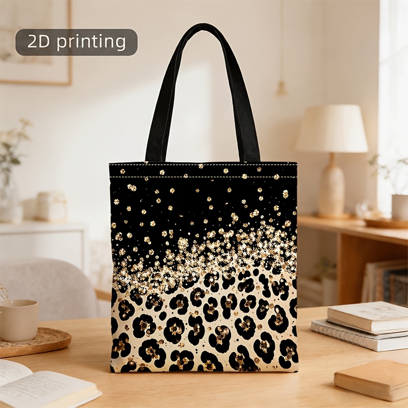 TEMU Crossbody And Handbag For Men And Women, Gradient Glitter Leopard Print Large Capacity Tote Crossbody Bag, Unisex For Commute And Travel