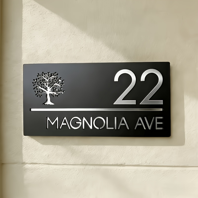 TEMU Plaque d'adresse personnalisée avec grand numéro gravé au laser - Double couche en acrylique pour numéros, panneaux de rue, plaques de porte