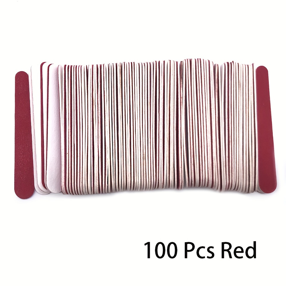 Jearlyu 100pcs Mini Nail Files - Double-sided, Durable Sandpaper For Manicure & Pedicure - Professional & Personal Use