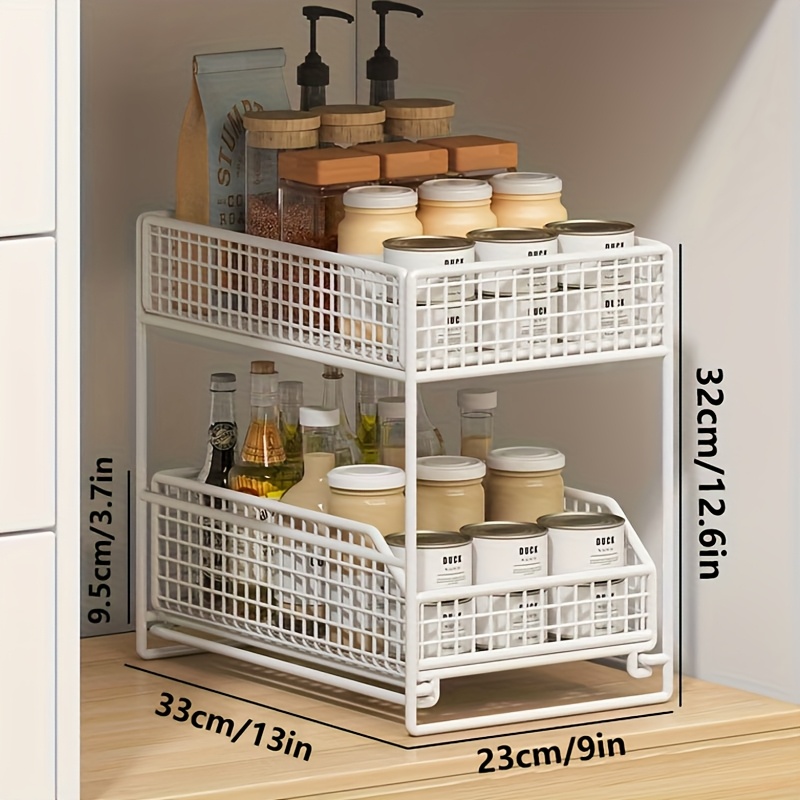 a large capacity under sink storage rack multifunctional metal organizer with shelves for bowls dishes and condiments an   for kitchen cabinet space kitchen storage rack black white Product details 10