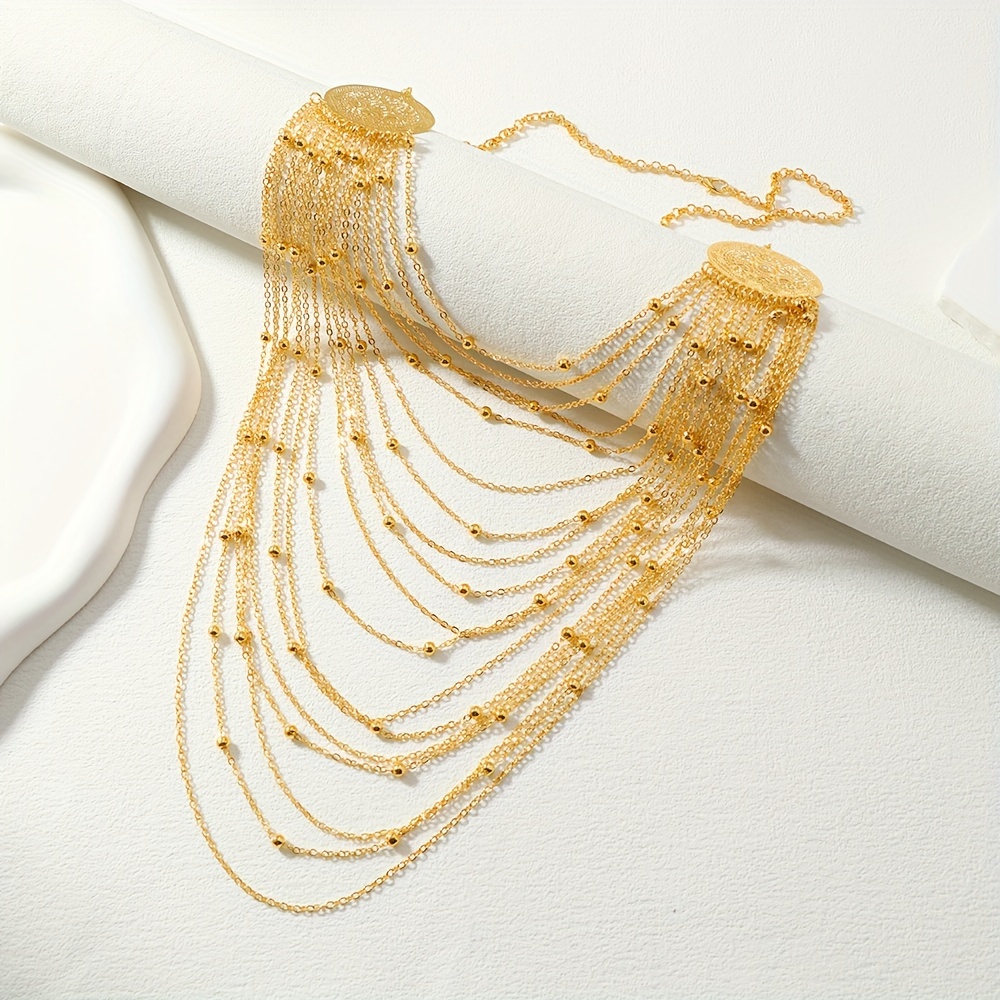 

Multi-layered Tassel Collar Necklace For Women, Trendy Luxurious Clavicle Chain, Sexy Bohemian Style, Elegant Jewelry Accessory