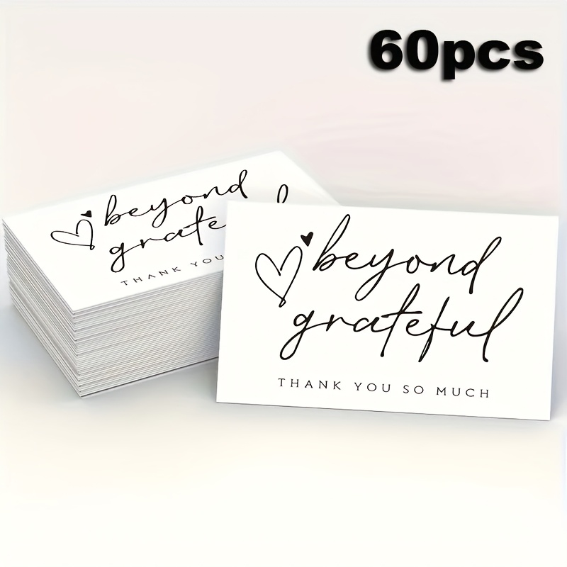 

60-pack White Thank You Cards, Gratitude Note Cards For Holidays, Birthdays, Weddings, Thanksgiving, English Language, 3.5x2.1 Inches, Paper Material