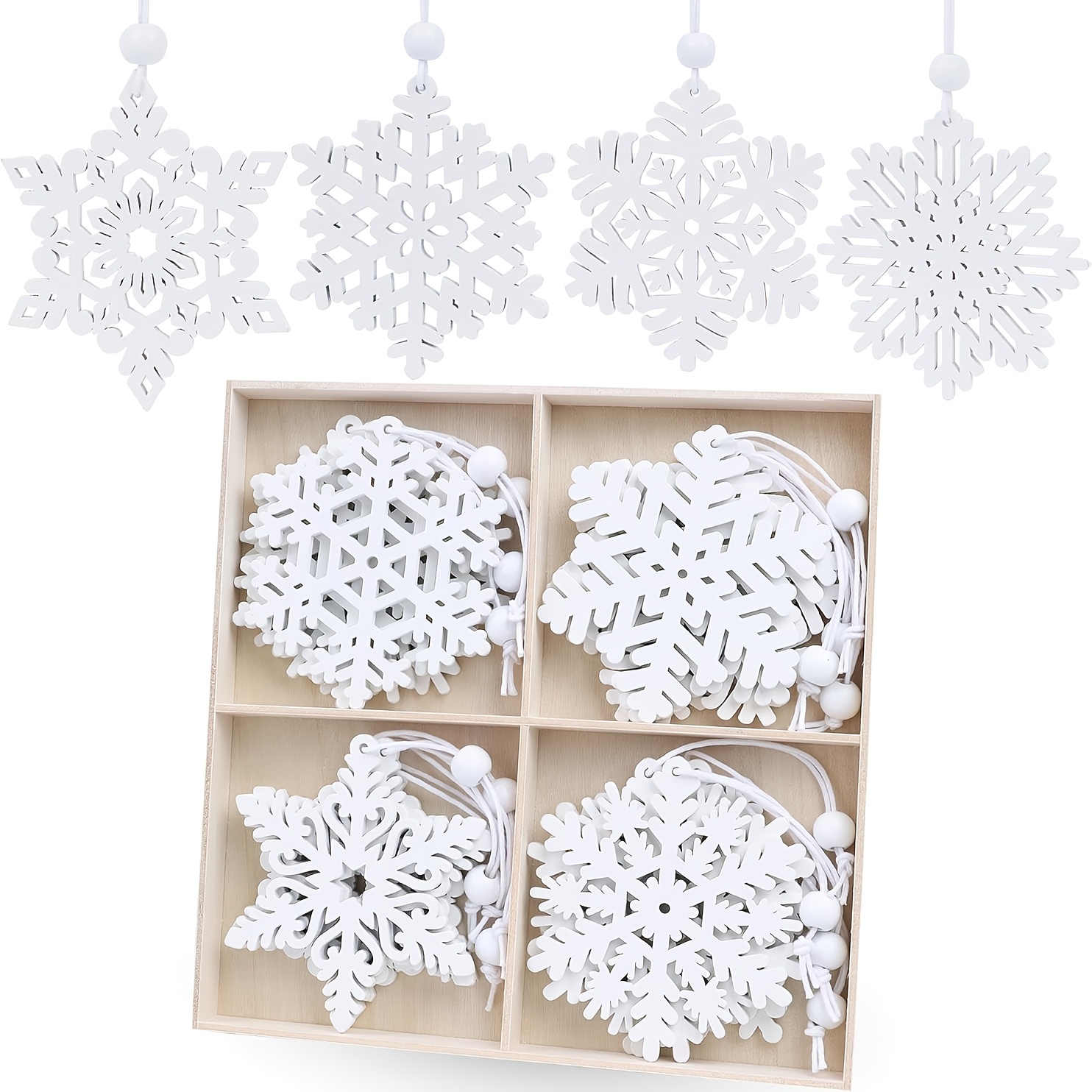 TEMU Set da 8 pezzi di ornamenti a forma di di da 3 pollici, di in legno, decorazione natalizia per per albero invernale, artigianato per le feste, 4