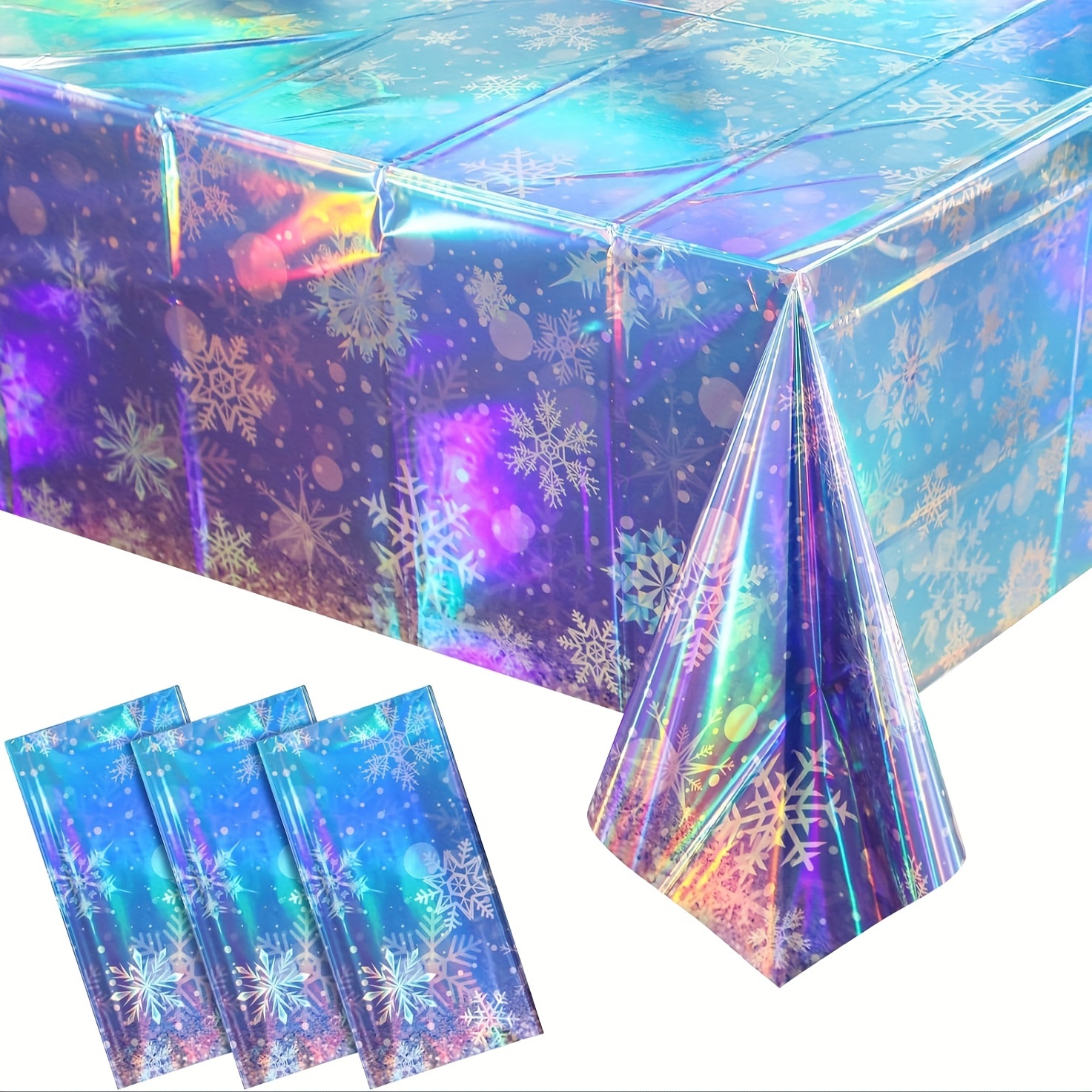1pc snow and ice theme tablecloth laser snowflake tablecloth high quality and disposable tablecloth multi functional decoration for birthday and holiday parties
