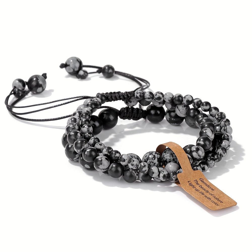 3pcs Natural Stone Beaded Bracelets for Women