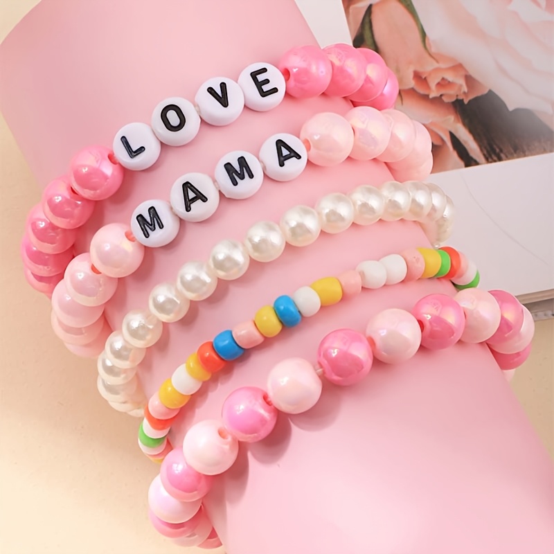 Customizable Trendy Stacked Bead Bracelet Set, Personalized