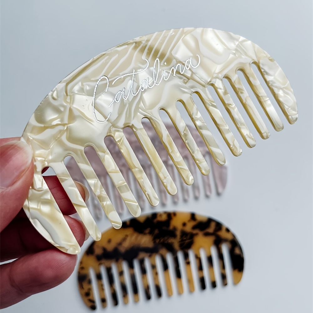 TEMU Custom Hand Engraved Wide Teeth Acetate Comb | Personalized Gift For Bridal Party, Bridesmaids, Mother's Day, Birthdays