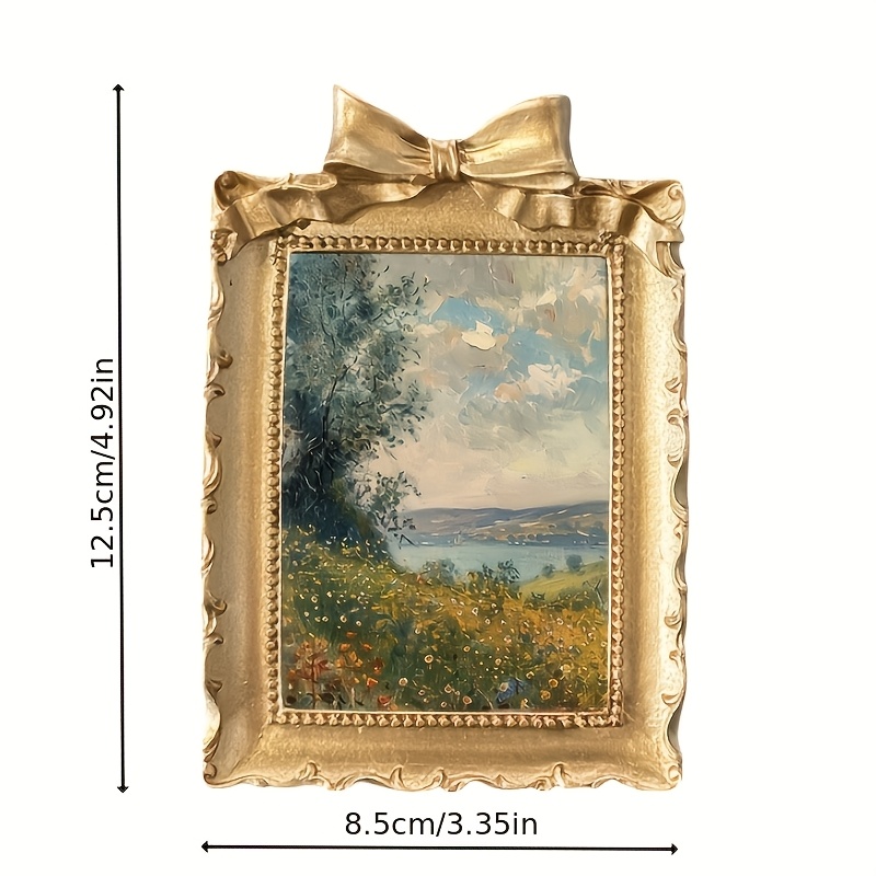 TEMU Elegant Vintage Copper - Rectangular Love-themed With Bowknot, Lightweight Resin Single Picture Frame For Home Decor, Living Room Wall Art -