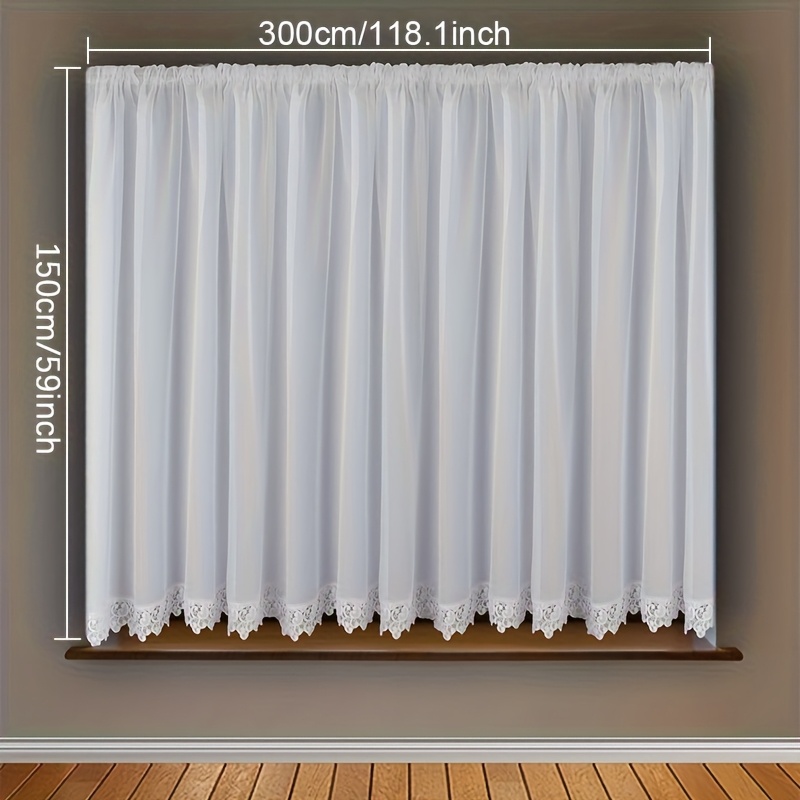 E-shop Böhmischer Stil Weißes Transparentes Vorhangpanel mit Blumenmuster - 100% Polyester, Halbtransparent, Stangen-Taschenhänger, Maschinenwaschbar