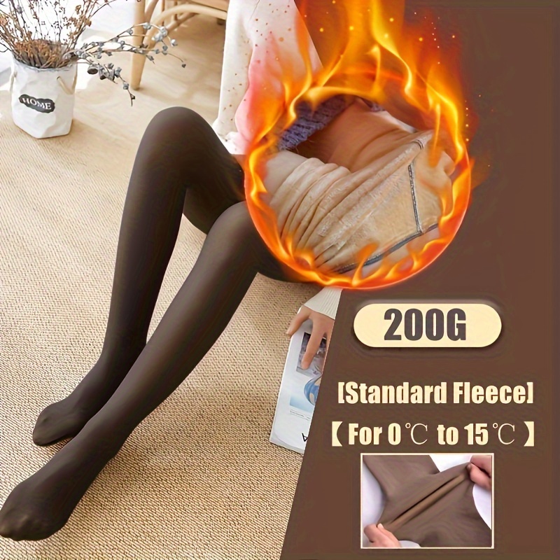 TEMU Warm Fleece Lined Tights, Casual Fake High Waisted Leggings For Fall & , Women's Stockings & Hosiery