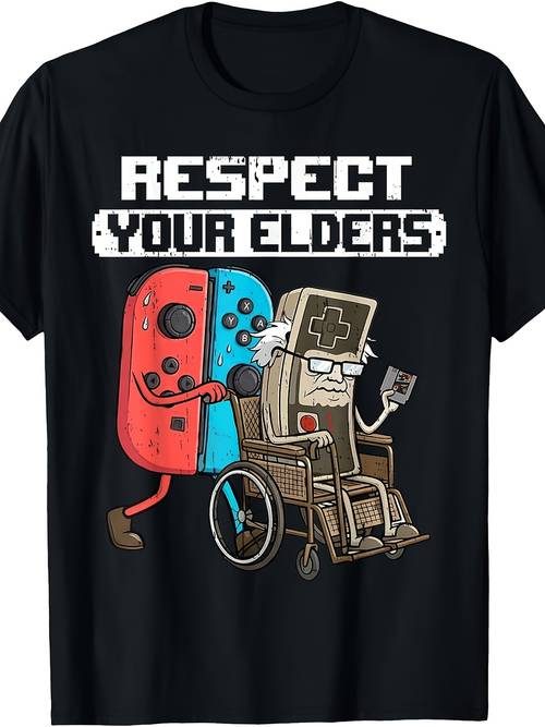 retro gaming funny 80s your elders t shirt casual comfortable vintage style with heat transfer print crew neck regular fit short sleeves