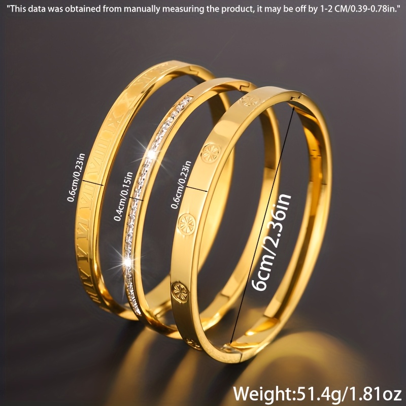 2pcs Luxurious Sparkling Stainless Steel Bracelets Set