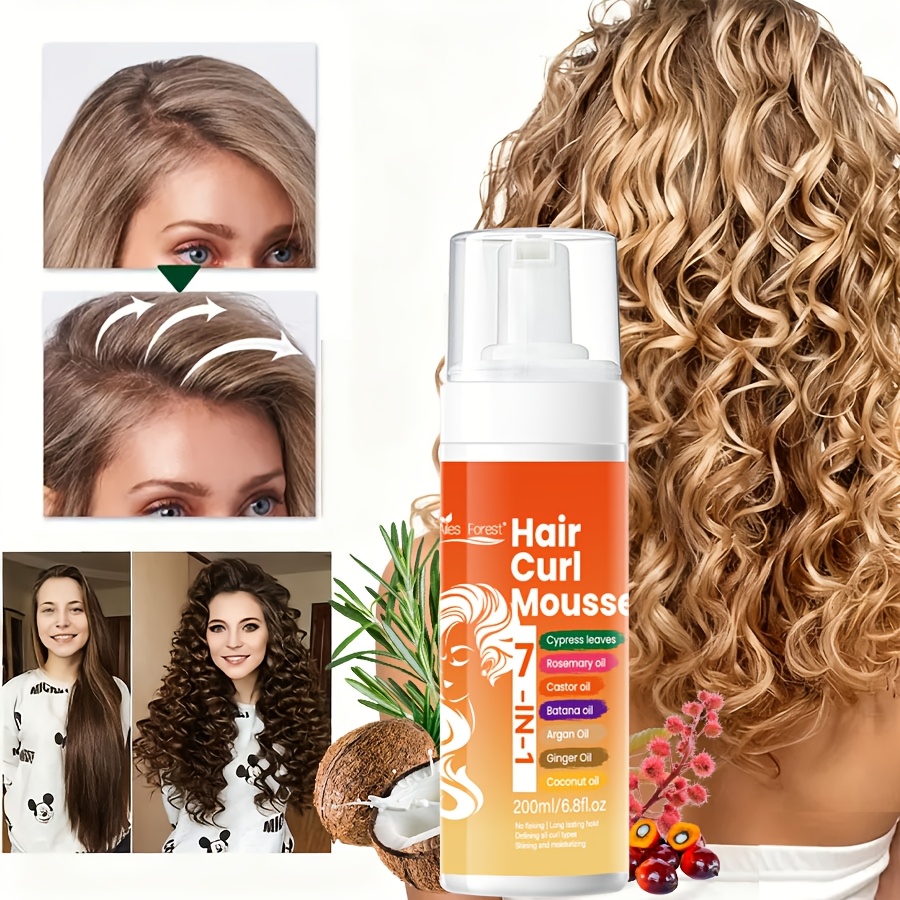 TEMU Curly Hair Foam 200ml, Natural Fluffy, Moisturizing And Smoothing Hairdressing Agent, Soft Fluffy Elastic Curly Hair, Hair Care For Men And