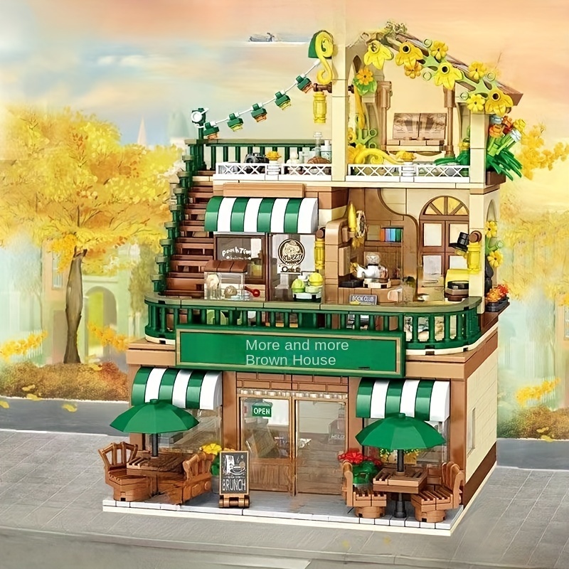 

1381pcs Coffee Shop Building Blocks, House Construction Model Toy, Ideas For Home Decor, Ideas Gifts For Adults