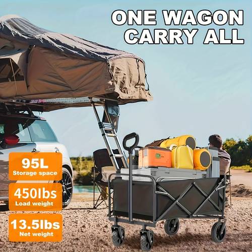 extra large size 300 450lbs large capacity foldable storage vehicle heavy duty foldable vehicle large capacity camper with all terrain wheels camping toy cart sports barbecue carrying food