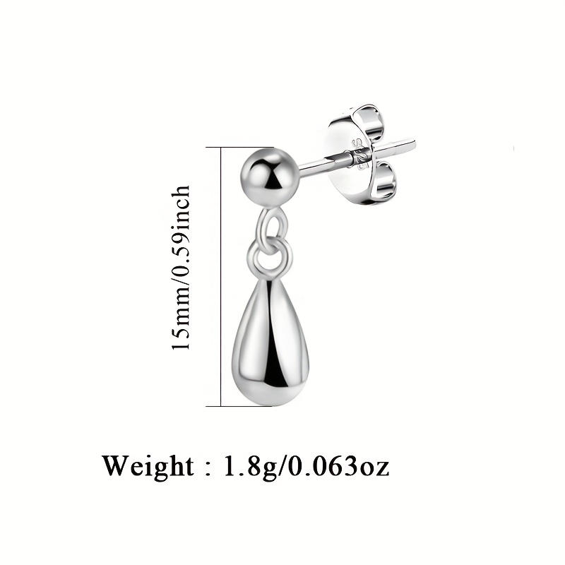 925 Silver Tear-Drop Dangle Earrings, Lightweight & Stylish