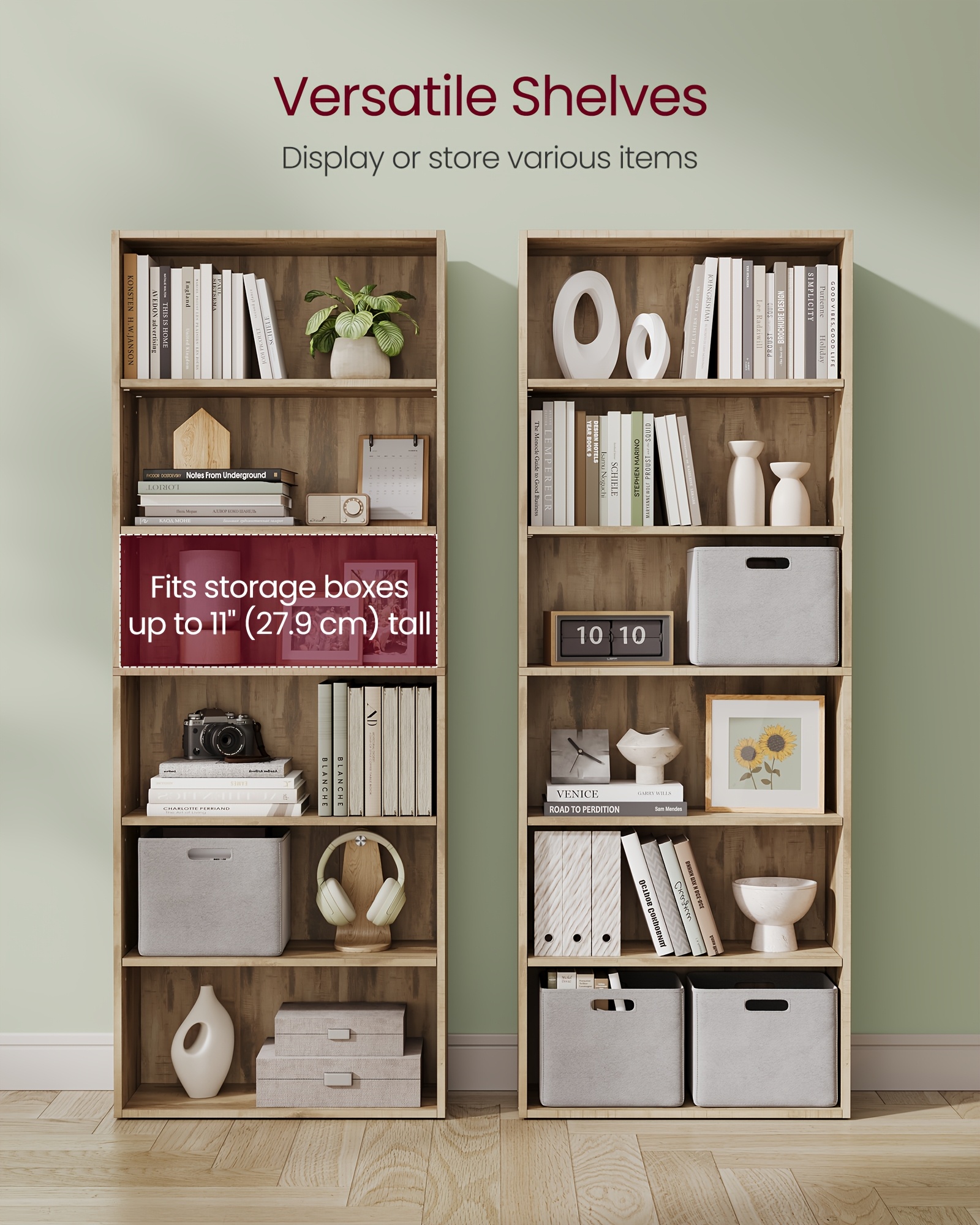 6-Tier Open Bookshelf Display - Space-Saving Bookcase for Home Office & Living Room, Book Organizer with Storage, Dining Room Shelf