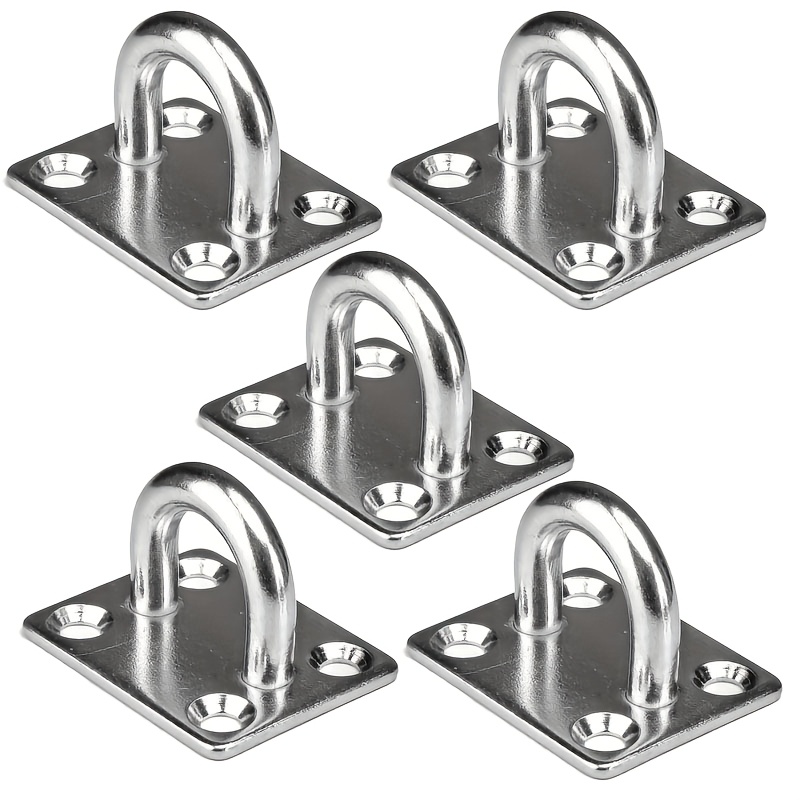 TEMU 304 Stainless Door Hook Eye Plate Seat Sunshade Sail Accessory Marine Hook Marine Eye Plate Stainless Steel Fixed Hook 5pcs Set