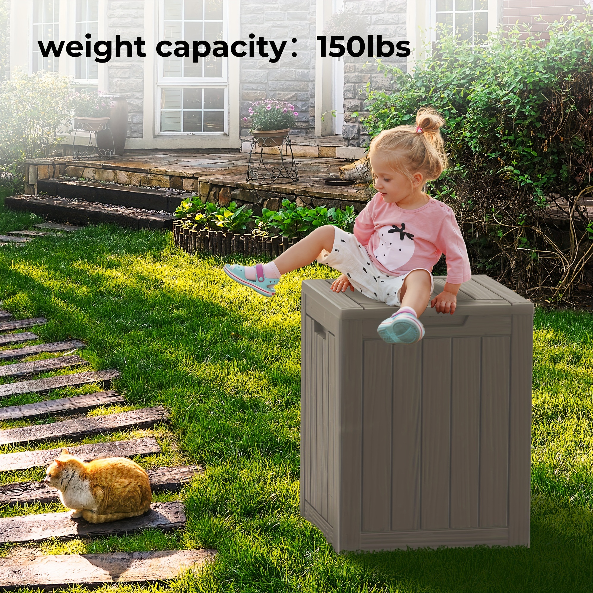 

28 Gallon Outdoor Storage Box Deck Box | Weather-resistant Patio Storage Cabinet For Kitchen, Pool Toys, Gardening Tools And More - Grey