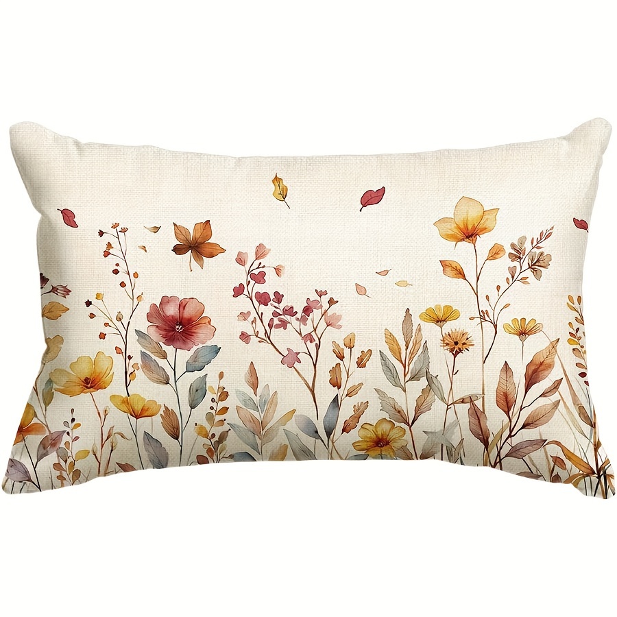 

Autumn Bliss 12x20 Inch Linen Throw Pillow Cover - Fall Maple Leaf & , Zip Closure, Machine Washable For Sofa & Home Decor