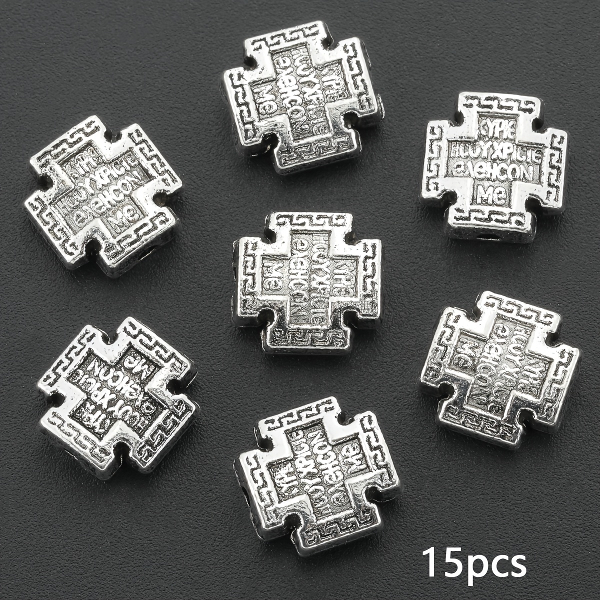 TEMU 15 pezzi di perline distanziatrici a croce , 10 mm, perline distanziatrici sciolte perforate in , perline sciolte a a croce con foro dritto,