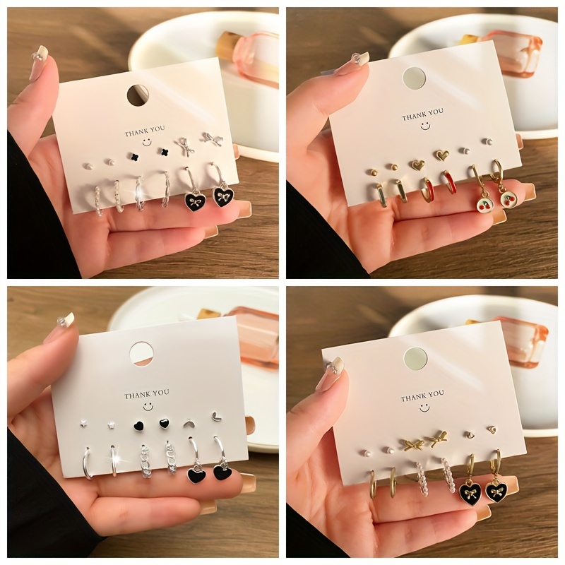 3 Pairs Faux Pearl Bow Earrings Set — Creative Gift
