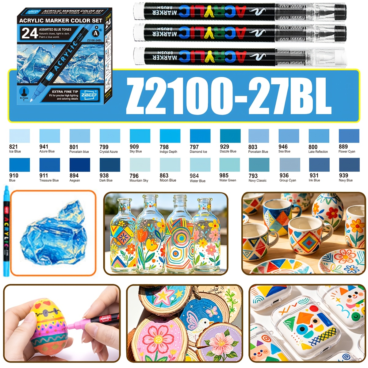 GUANGNA 27-Piece Acrylic Mark Pen Set