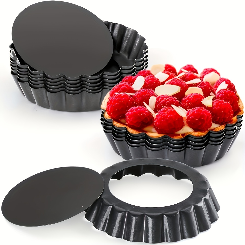 

Removable Round Tart Pan With Fluted Sides, Suitable For Pies, Mousse Cakes, And Dessert Baking - Heavy Duty And Easy To Clean