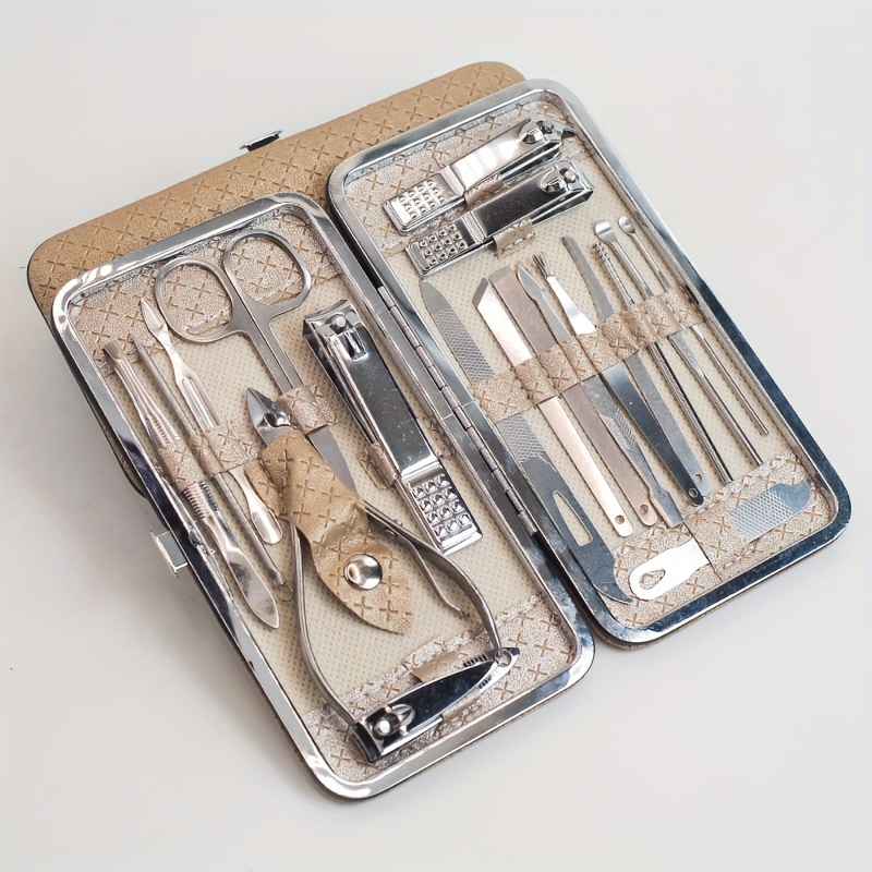 19pcs Professional & Home Complete Nail & Foot Care Kit With Portable Case - Full Manicure & Pedicure Set Suitable For , Travel, Home, Salon - Nail Tools Collection (no Polish/glu/powder)
