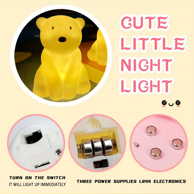   cartoon polar bear night     rust resistant led lamp with toggle switch plastic countertop decorative   with shade bulb and non rechargeable button battery for bedroom living room decoration suitable   14 details 9