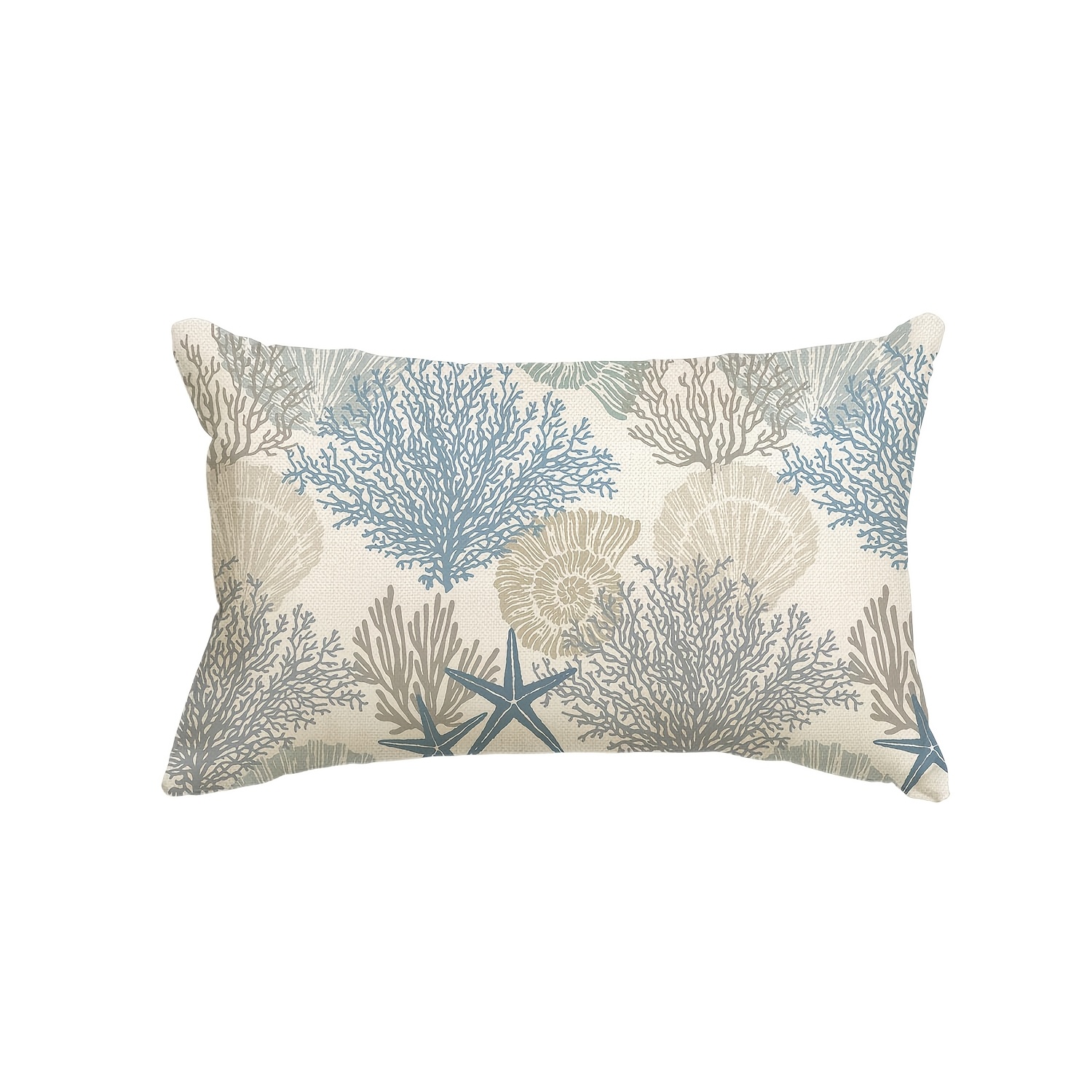 TEMU 1pc, Ocean Starfish Summer Throw Pillow Cover, 12 X 20 Inch Blue Cushion Case Decoration For Sofa Couch (single Side, No Pillow Core)